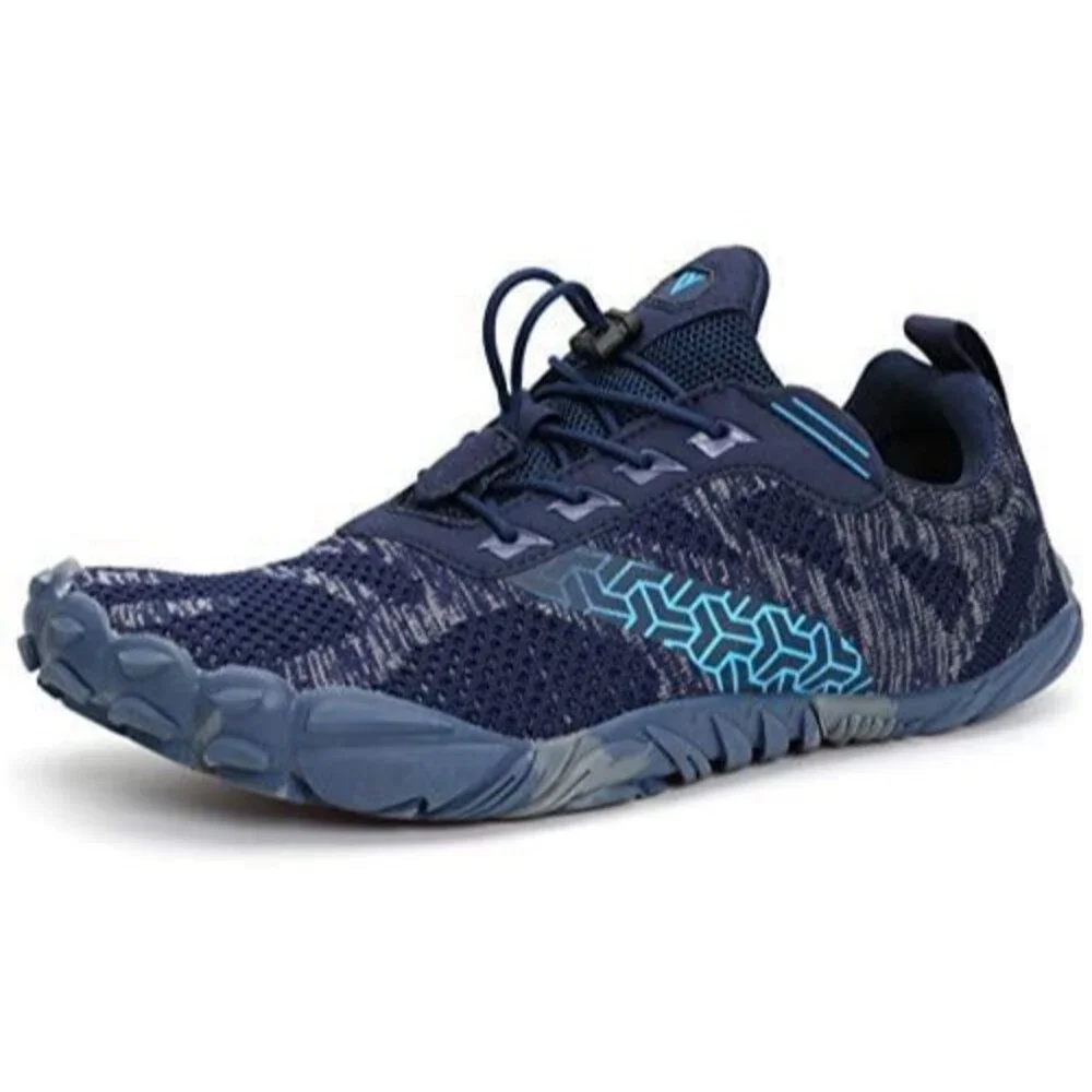 WHITIN Men’s 8 Minimalist Barefoot Trail Shoes EU 41 Black Blue Gray Wide Toe